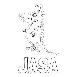 Online izdelana pobarvanka - Pobarvanka imena JAŠA in pobarvanka pošasti - poveži številke