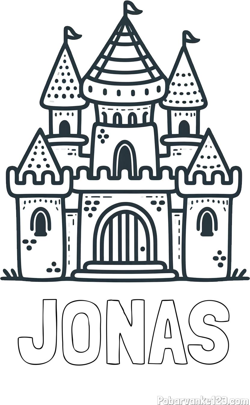 Pobarvanka imena JONAS in otroška pobarvanka gradu