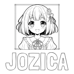 Online izdelana pobarvanka - Pobarvanka imena JOŽICA in pobarvanka ljubke punčke v anime slogu