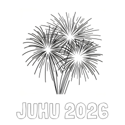 Online izdelana pobarvanka - Pobarvanka imena JUHU 2026 in lepa pobarvanka ognjemeta