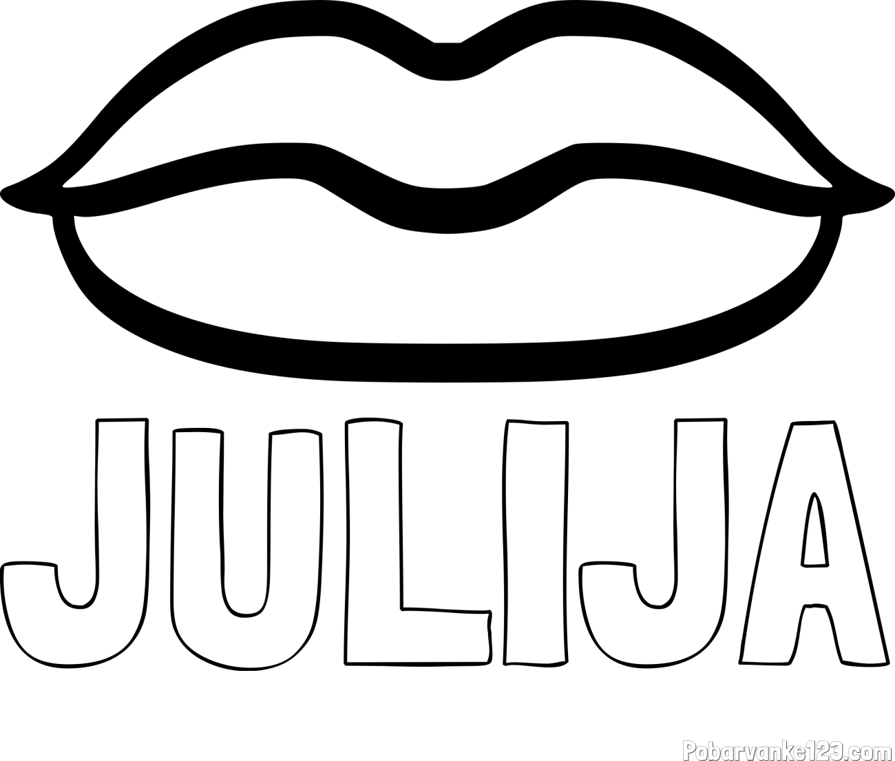 Pobarvanka imena JULIJA in otroška pobarvanka ustnic