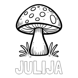Online izdelana pobarvanka - Pobarvanka imena JULIJA in pobarvanka gobe