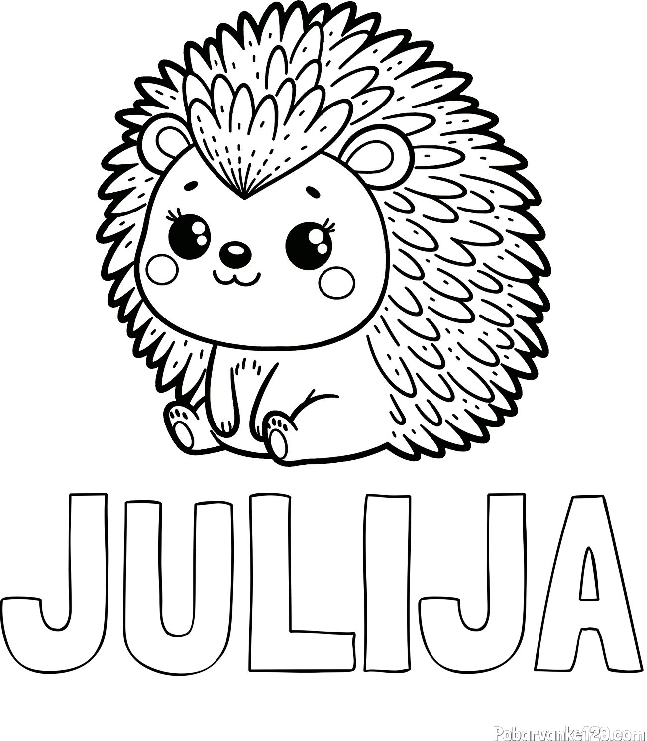 Pobarvanka imena JULIJA in pobarvanka nasmejanega ježka