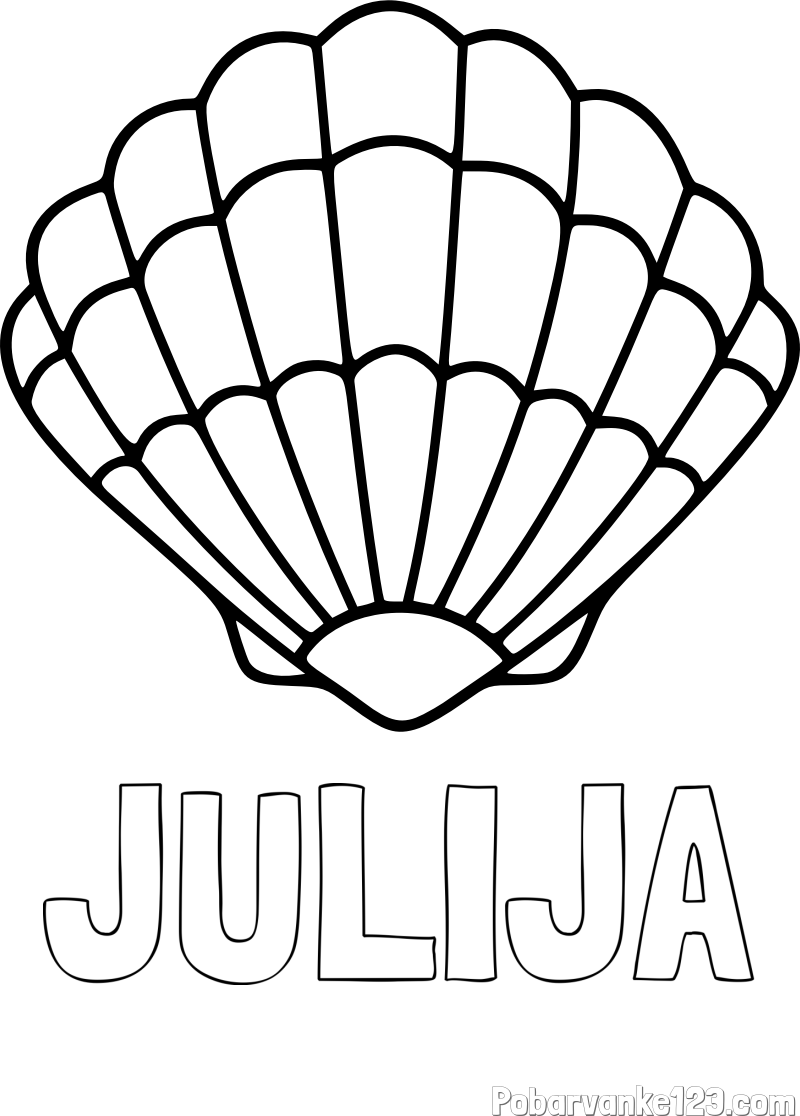 Pobarvanka imena JULIJA in pobarvanka školjke
