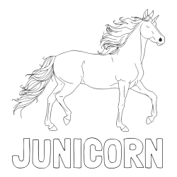 Online izdelana pobarvanka - Pobarvanka imena JUNICORN in samorog