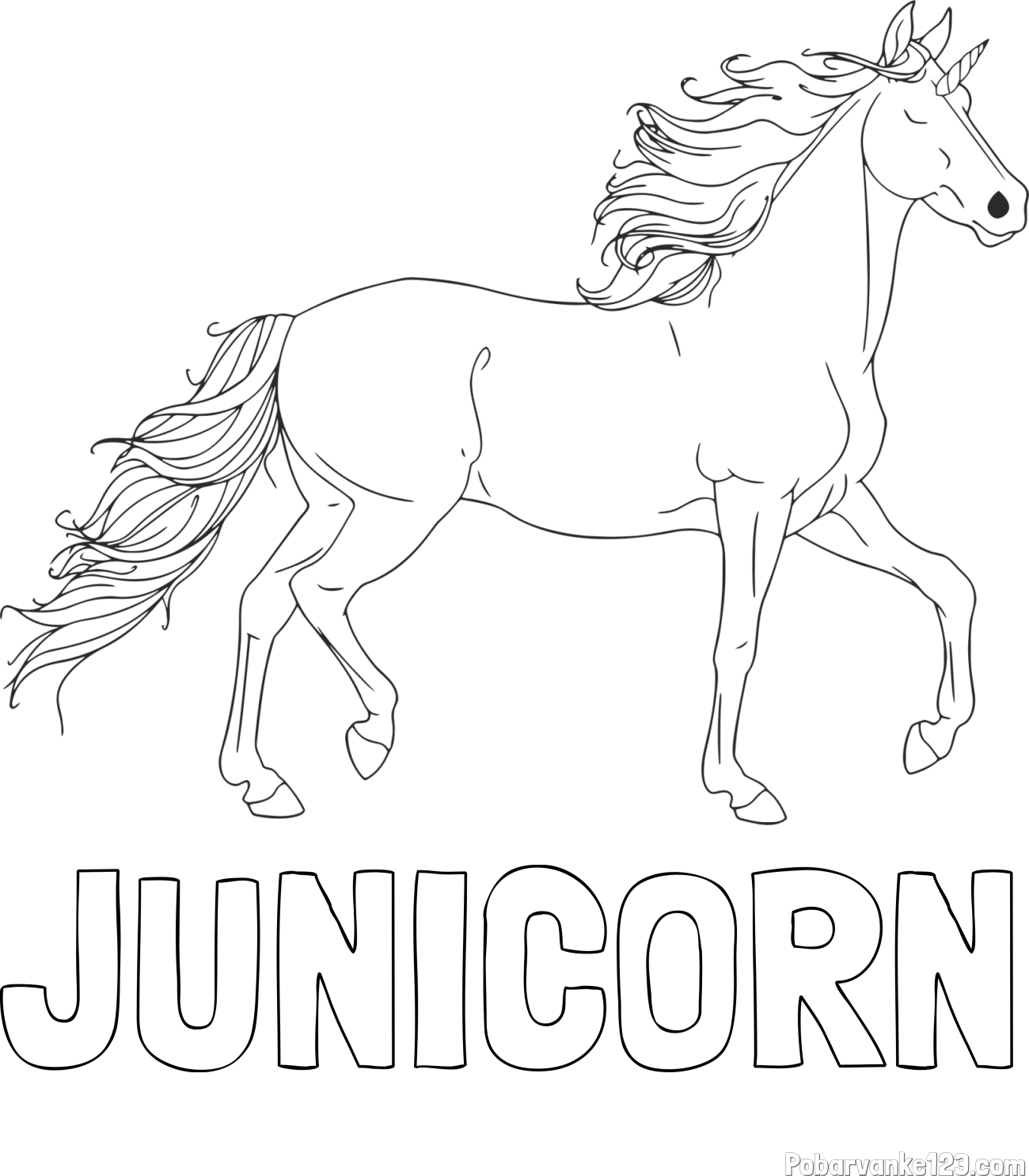 Pobarvanka imena JUNICORN in samorog