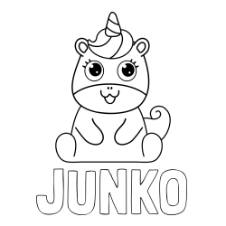 Online izdelana pobarvanka - Pobarvanka imena JUNKO in pobarvanka čudovitega samoroga Unicorn