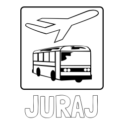 Online izdelana pobarvanka - Pobarvanka imena JURAJ in avtobus in letalo