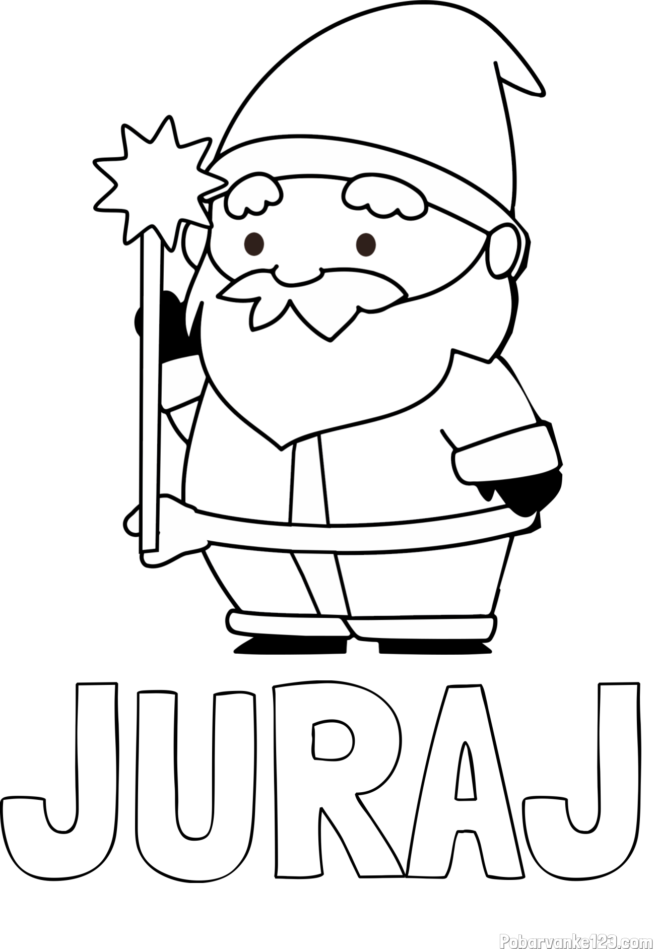 Pobarvanka imena JURAJ in dedek Mraz