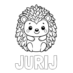 Online izdelana pobarvanka - Pobarvanka imena JURIJ in pobarvanka prikupnega ježa