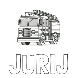 Online izdelana pobarvanka - Pobarvanka imena JURIJ in pobarvanka velikega gasilskega avta