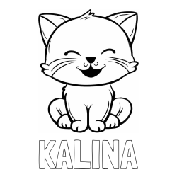 Online izdelana pobarvanka - Pobarvanka imena KALINA in pobarvanka prikupne mačke