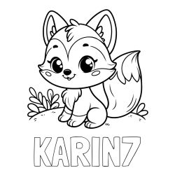 Online izdelana pobarvanka - Pobarvanka imena KARIN7 in pobarvanka lisičke