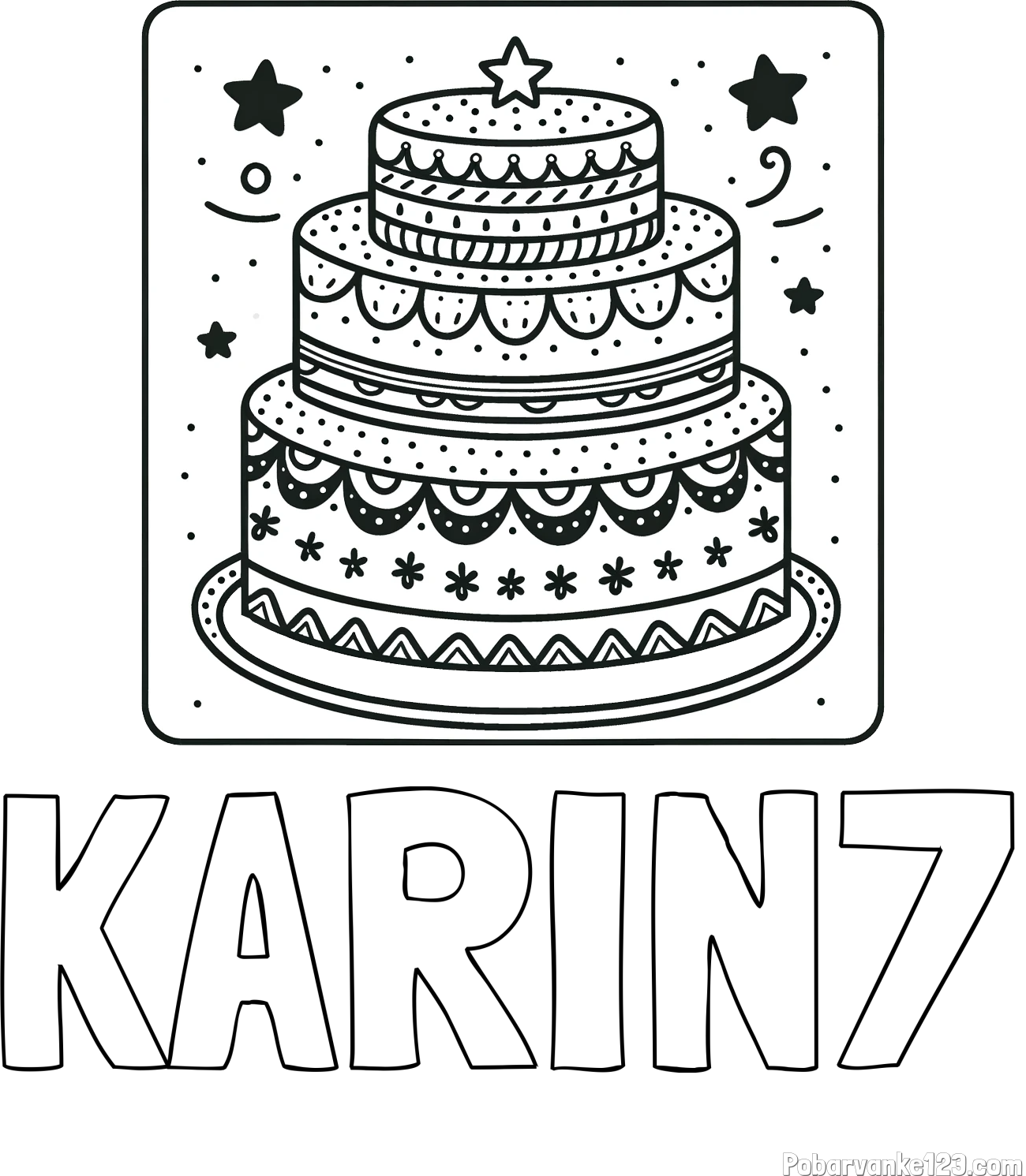 Pobarvanka imena KARIN7 in pobarvanka slastne torte