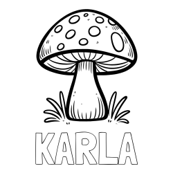 Online izdelana pobarvanka - Pobarvanka imena KARLA in pobarvanka gobe