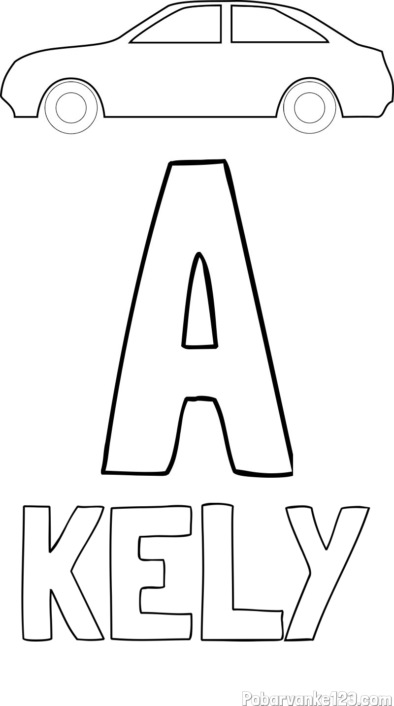 Pobarvanka imena KELY in pobarvanka črke A