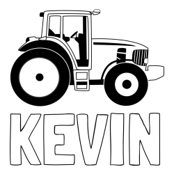 Online izdelana pobarvanka - Pobarvanka imena KEVIN in pobarvanka velikega in zmogljivega traktorja