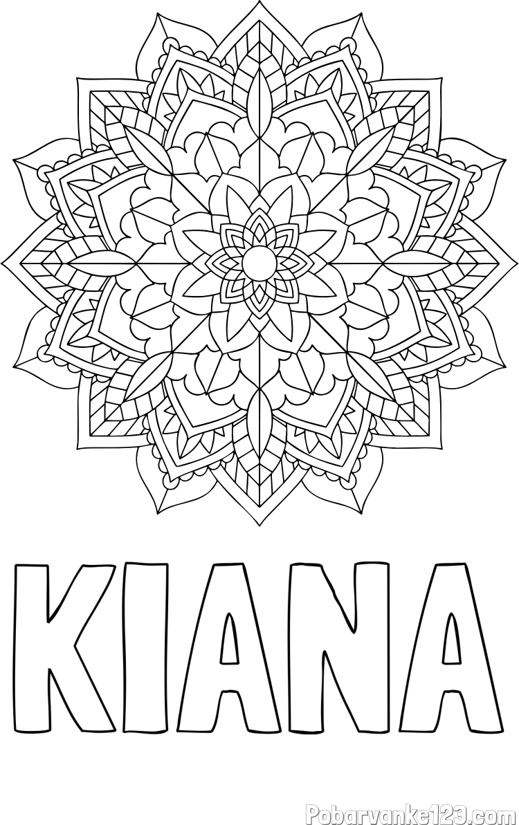 Pobarvanka imena KIANA in Čudovita pobarvanka mendale