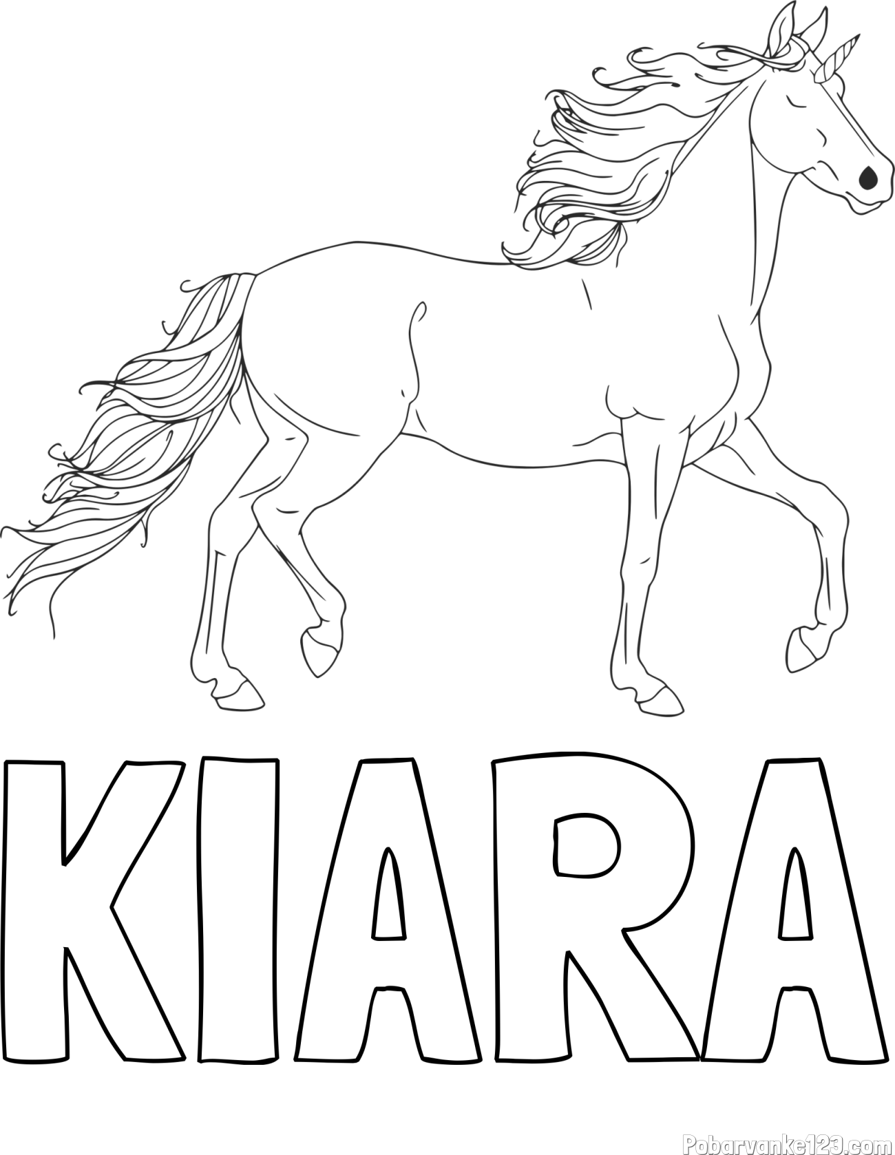 Pobarvanka imena KIARA in samorog