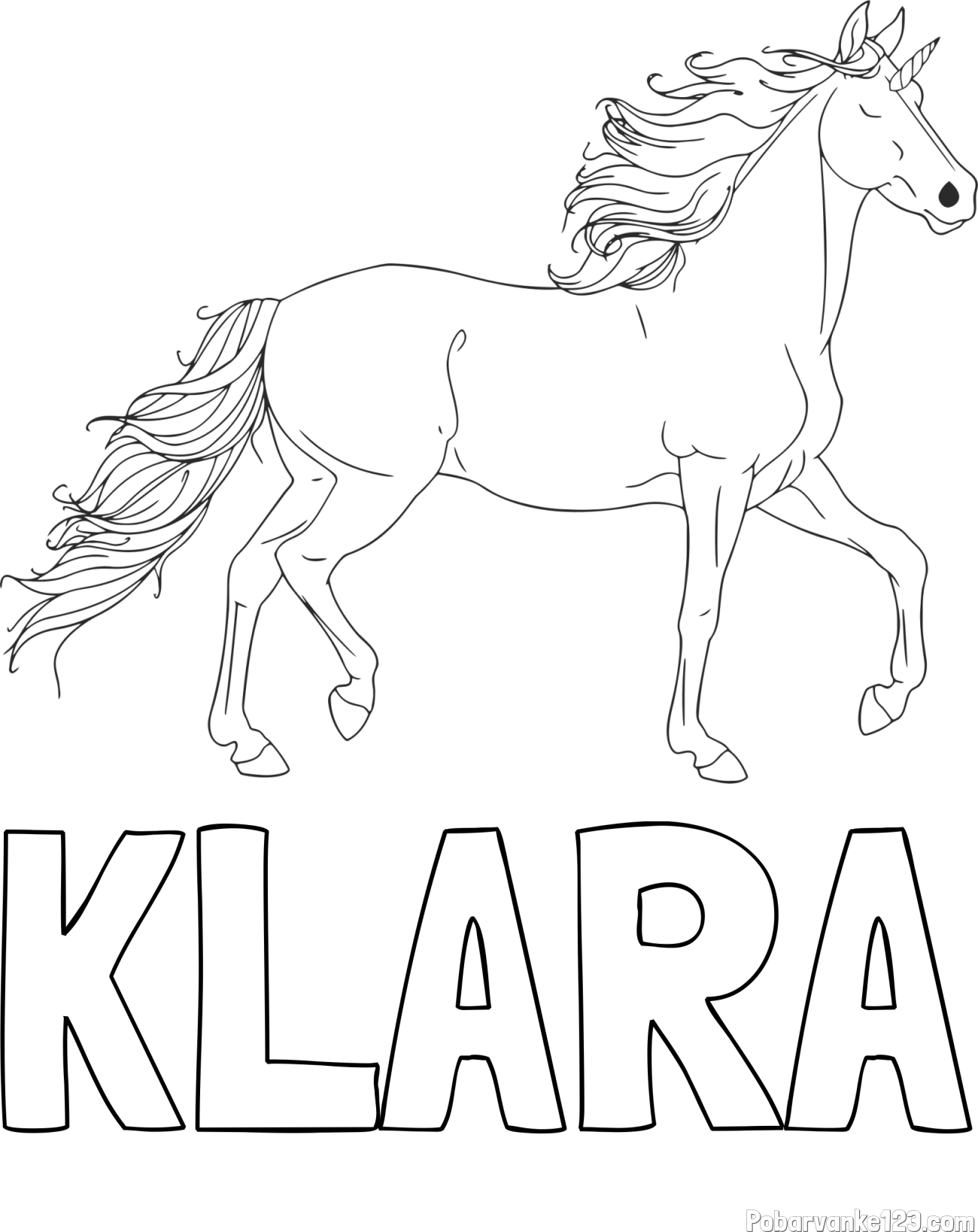 Pobarvanka imena KLARA in samorog