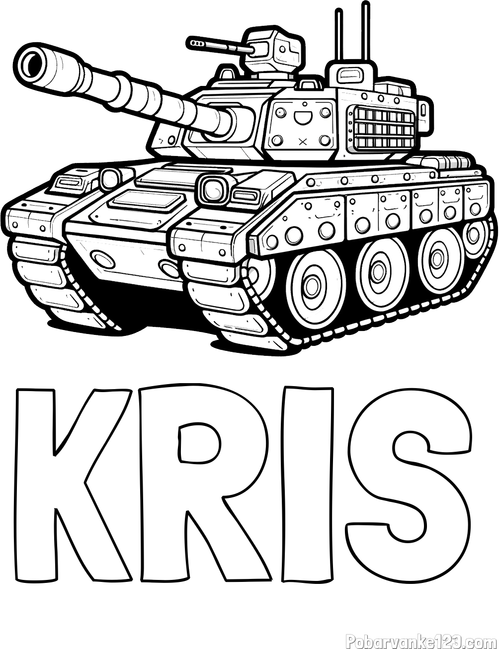 Pobarvanka imena KRIS in pobarvanka tanka