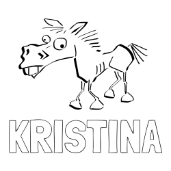 Online izdelana pobarvanka - Pobarvanka imena KRISTINA in pobarvanka smešni konj