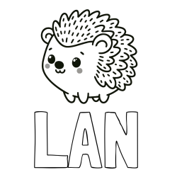Online izdelana pobarvanka - Pobarvanka imena LAN in pobarvanka ljubkega ježka