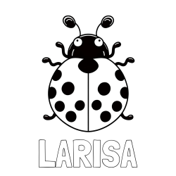 Online izdelana pobarvanka - Pobarvanka imena LARISA in pobarvanka pikapolonice z velikimi tipalkami