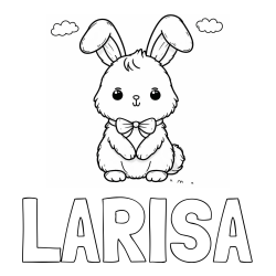Online izdelana pobarvanka - Pobarvanka imena LARISA in pobarvanka prikupnega zajčka