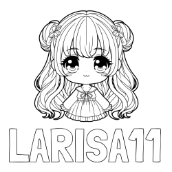 Online izdelana pobarvanka - Pobarvanka imena LARISA11 in pobarvanka prikupne punčke v anime slogu