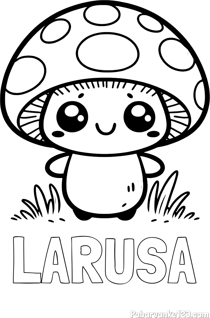 Pobarvanka imena LARUSA in otroška pobarvanka gobe