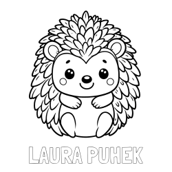 Online izdelana pobarvanka - Pobarvanka imena LAURA PUHEK in pobarvanka prikupnega ježa