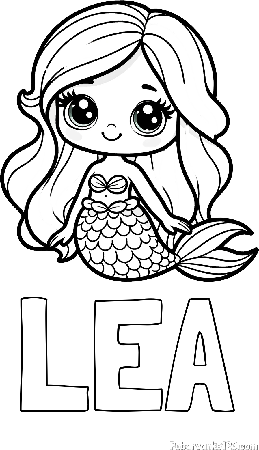 Pobarvanka imena LEA in pobarvanka prikupne morske deklice