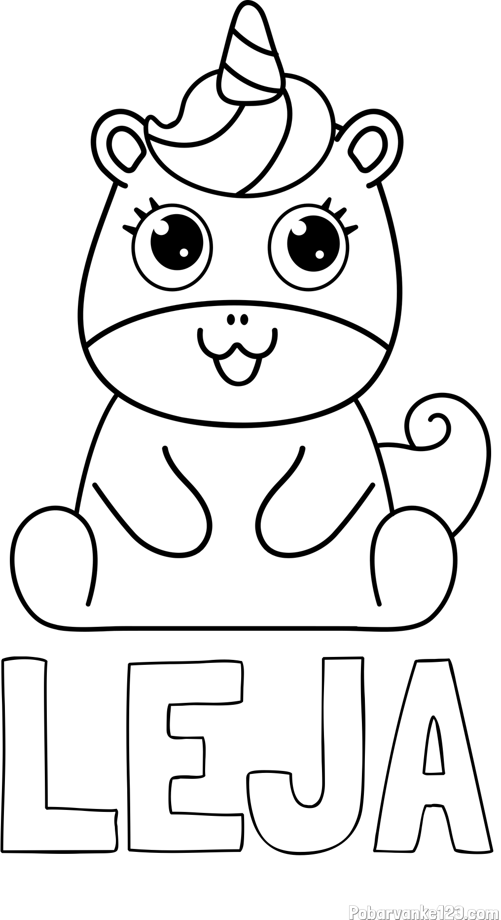 Pobarvanka imena LEJA in pobarvanka čudovitega samoroga Unicorn