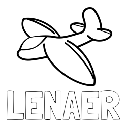 Online izdelana pobarvanka - Pobarvanka imena LENAER in pobarvanka majhnega letala