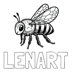 Online izdelana pobarvanka - Pobarvanka imena LENART in otroška pobarvanka čebele (realistična)