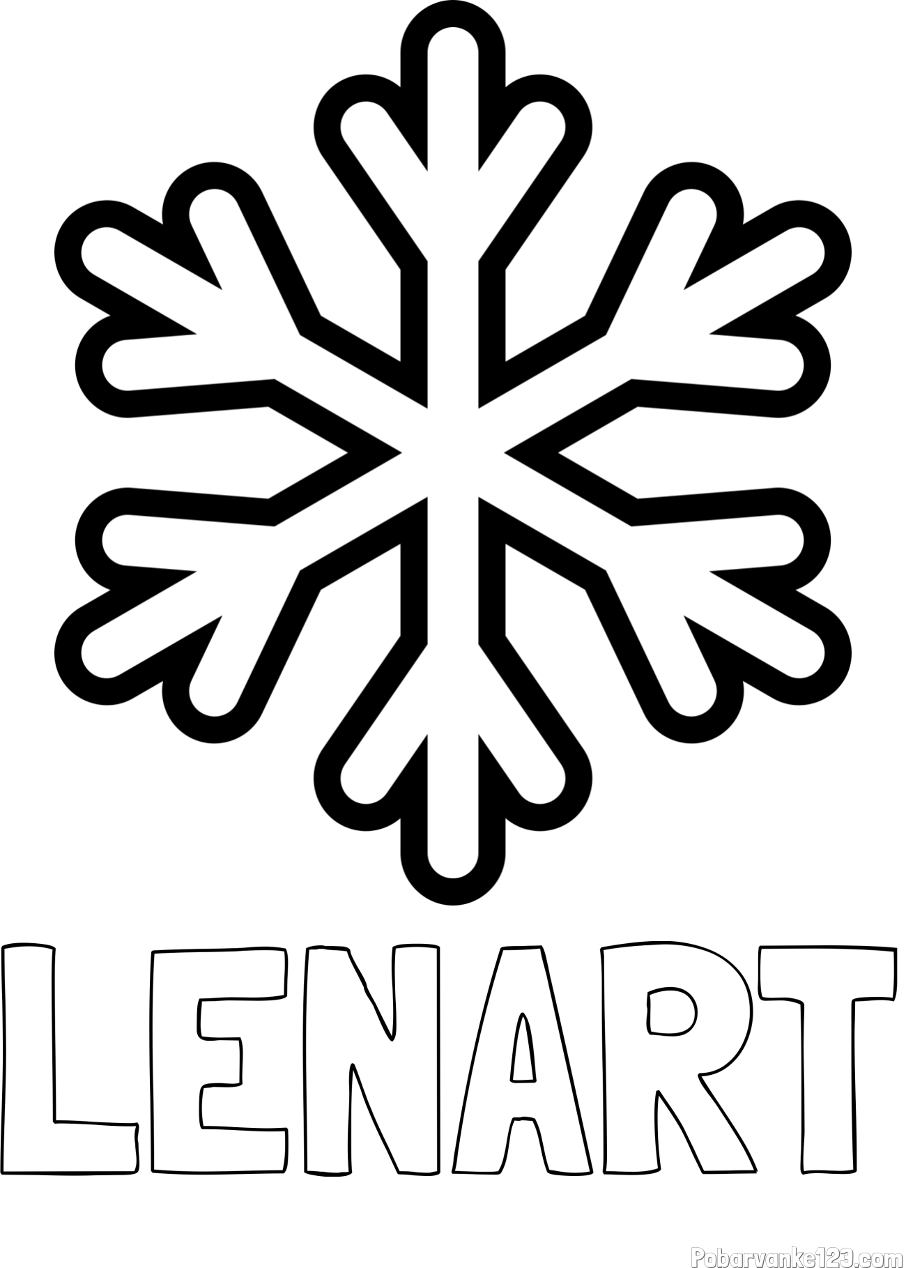 Pobarvanka imena LENART in pobarvanka enostavne snežinke