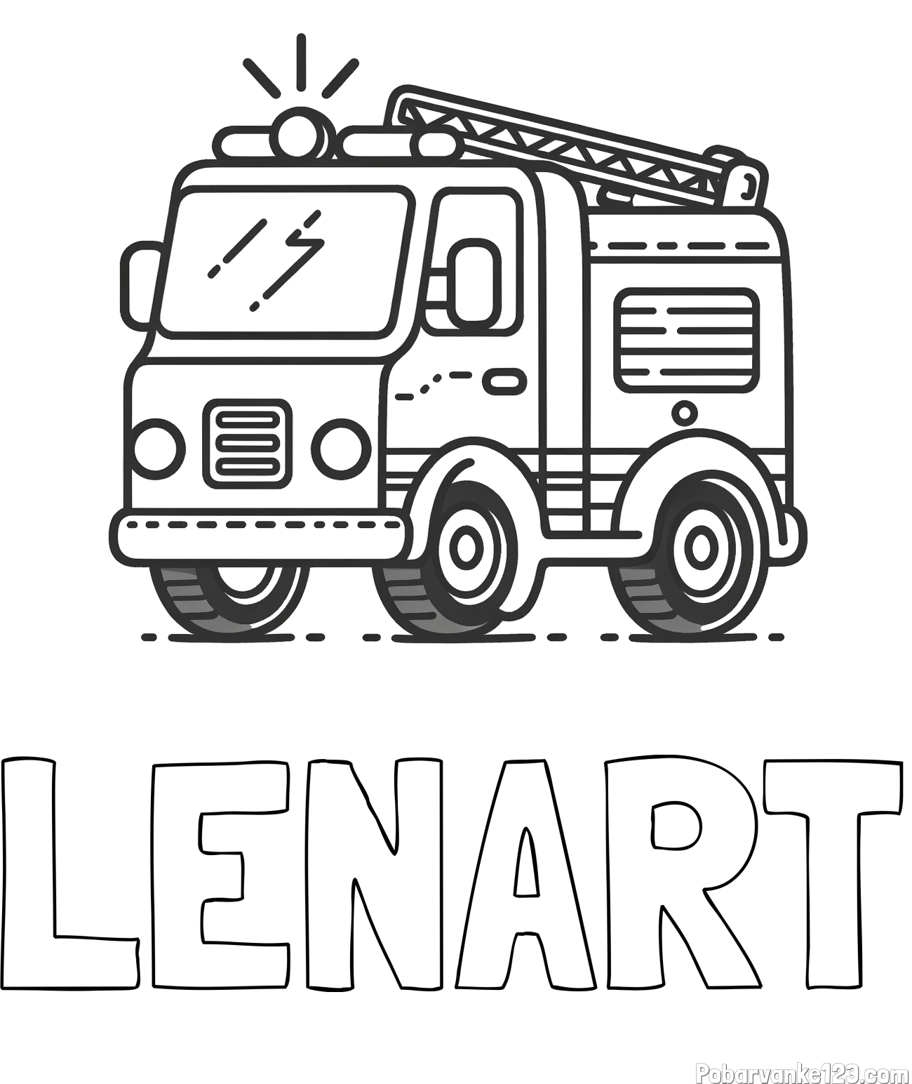 Pobarvanka imena LENART in pobarvanka gasilskega avta z vklopljeno sireno