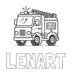 Online izdelana pobarvanka - Pobarvanka imena LENART in pobarvanka gasilskega avta z vklopljeno sireno