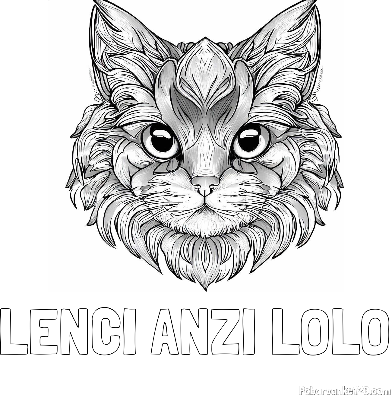Pobarvanka imena LENCI ANZI LOLO in pobarvanka mačke