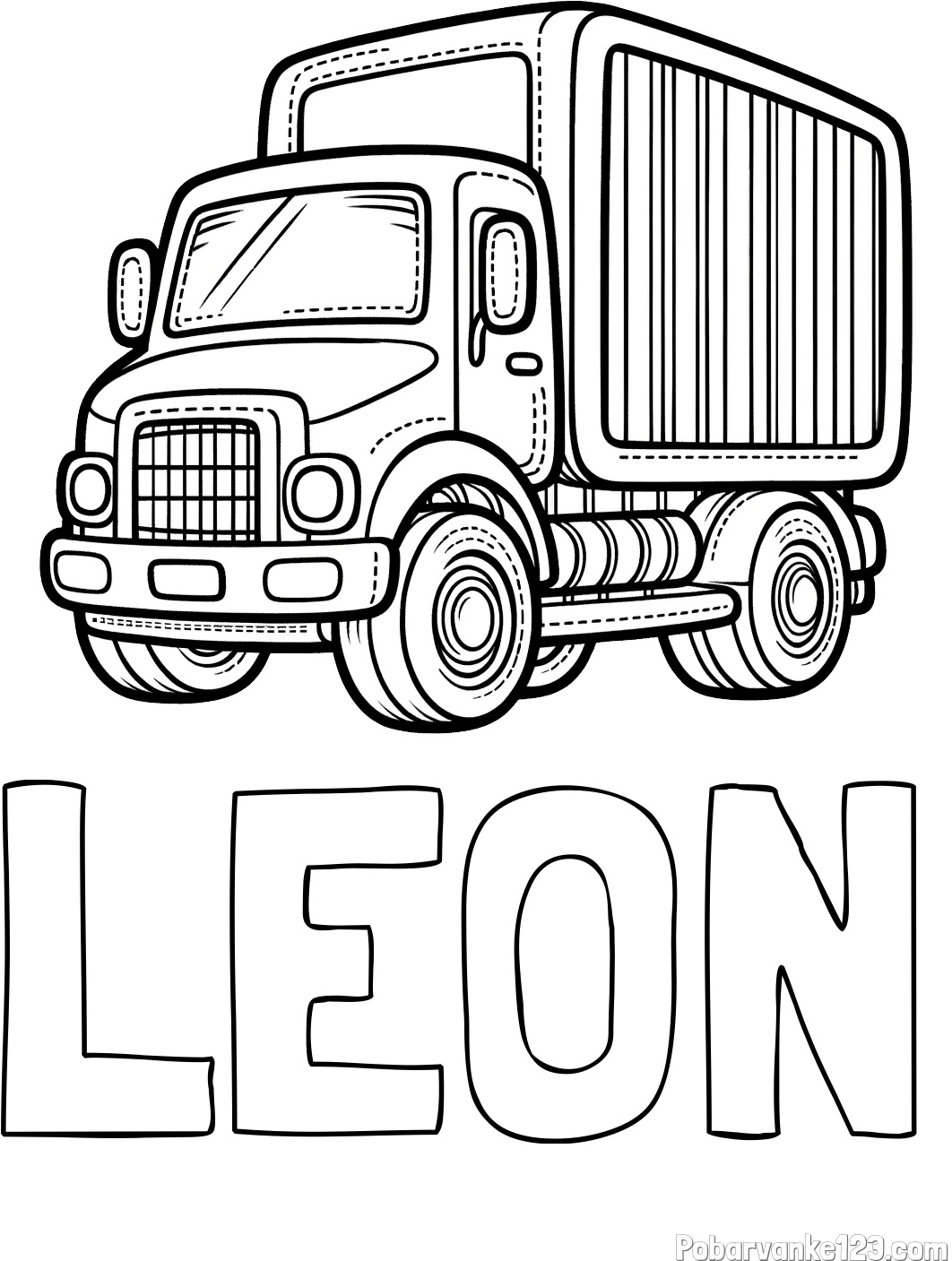 Pobarvanka imena LEON in pobarvanka majšega tovornjaka