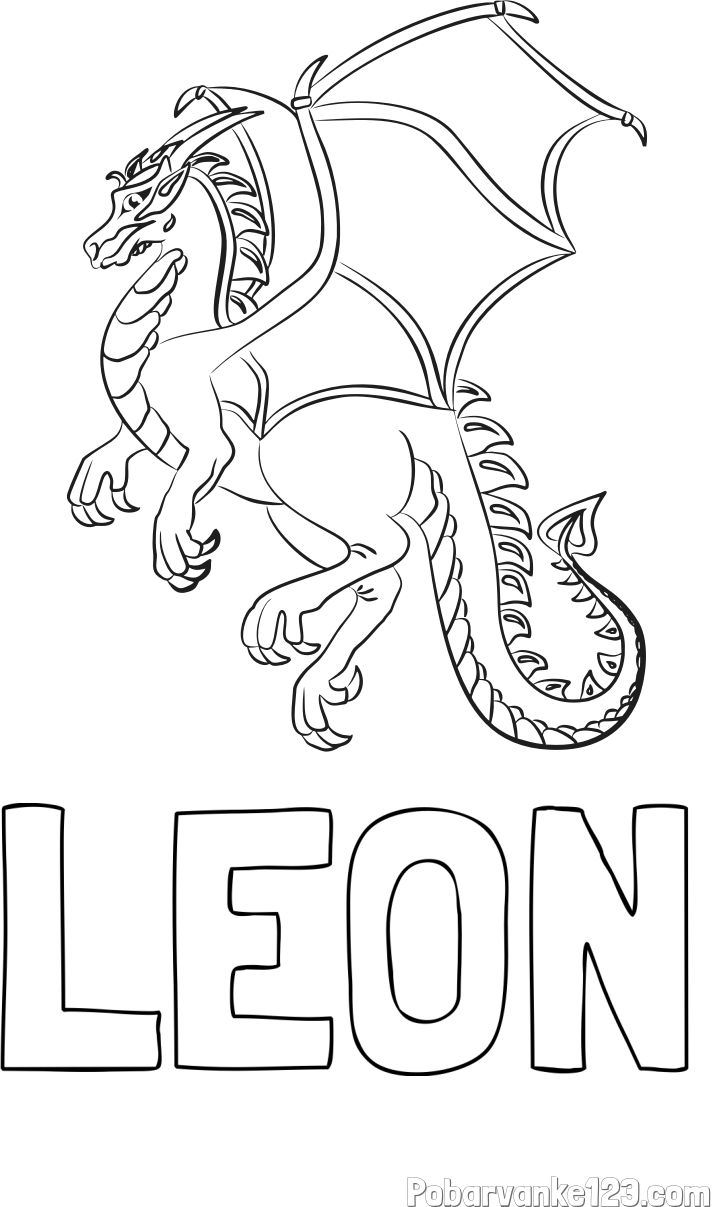 Pobarvanka imena LEON in pobarvanka strašnega zmaja