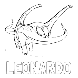Online izdelana pobarvanka - Pobarvanka imena LEONARDO in pobarvanka dinozavra Alamosaurus