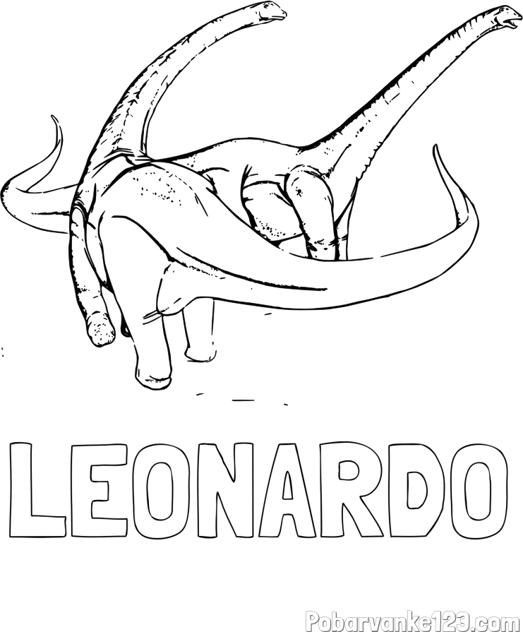 Pobarvanka imena LEONARDO in pobarvanka dinozavra Alamosaurus