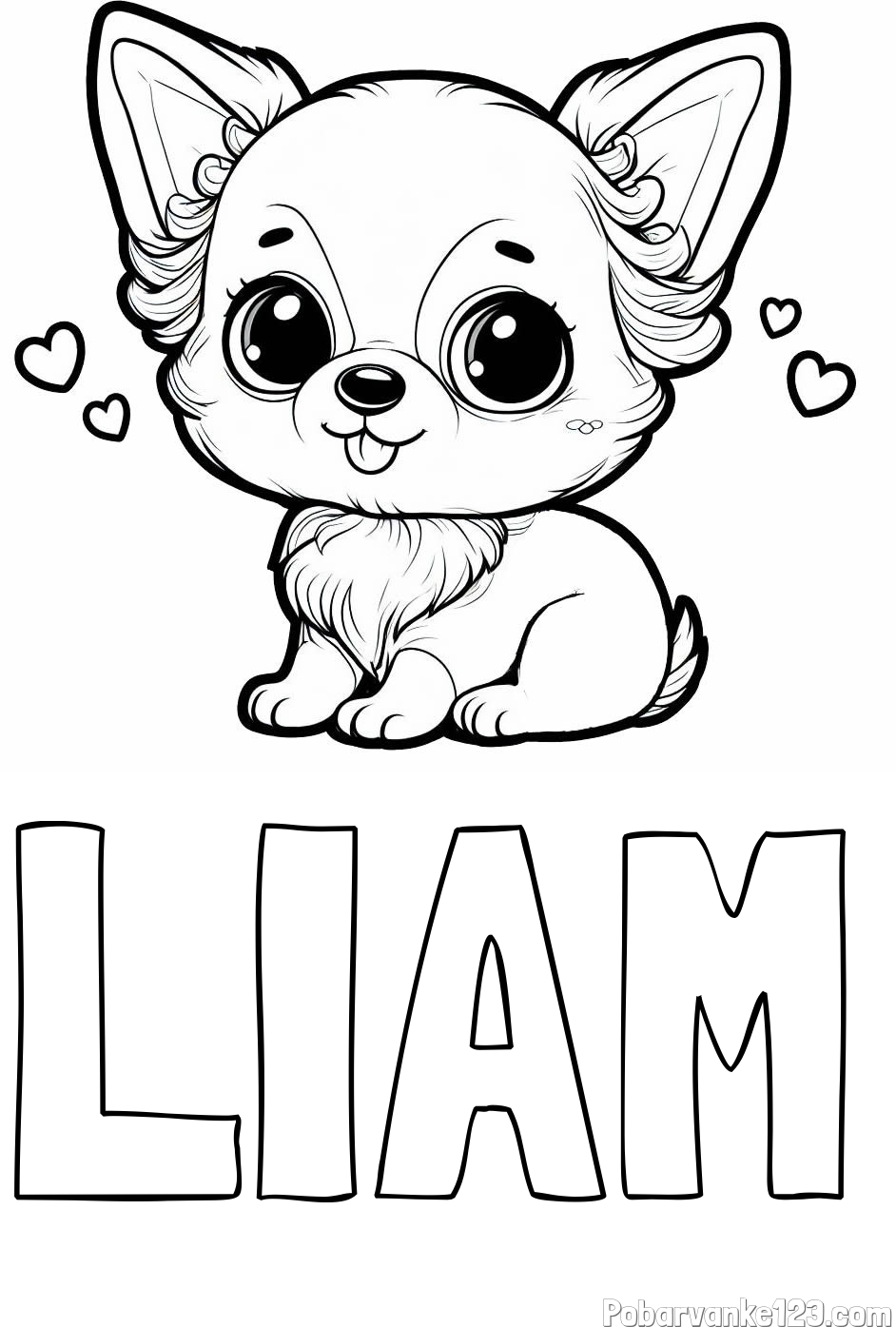 Pobarvanka imena LIAM in pobarvanka čivave