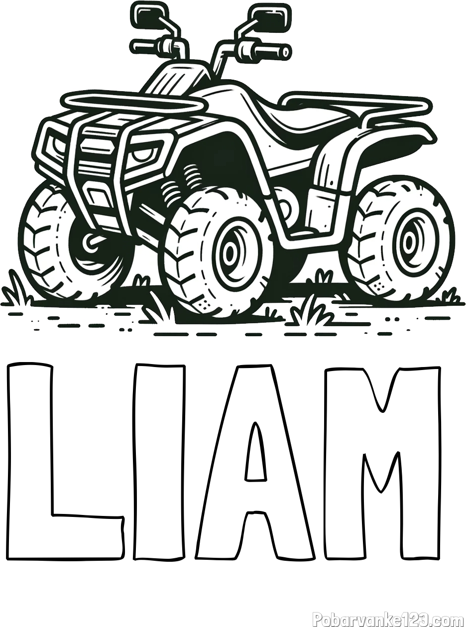 Pobarvanka imena LIAM in pobarvanka štirikolesnika