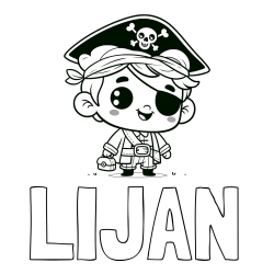 Online izdelana pobarvanka - Pobarvanka imena LIJAN in pobarvanka nasmejanega gusarja
