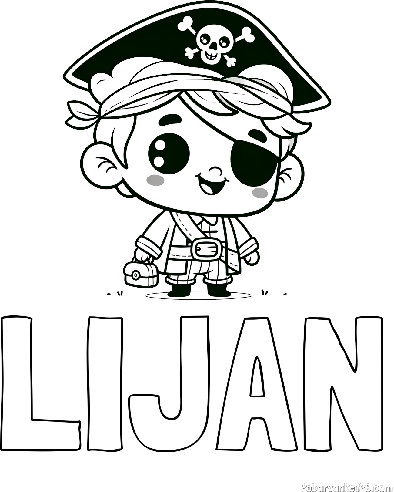 Pobarvanka imena LIJAN in pobarvanka nasmejanega gusarja