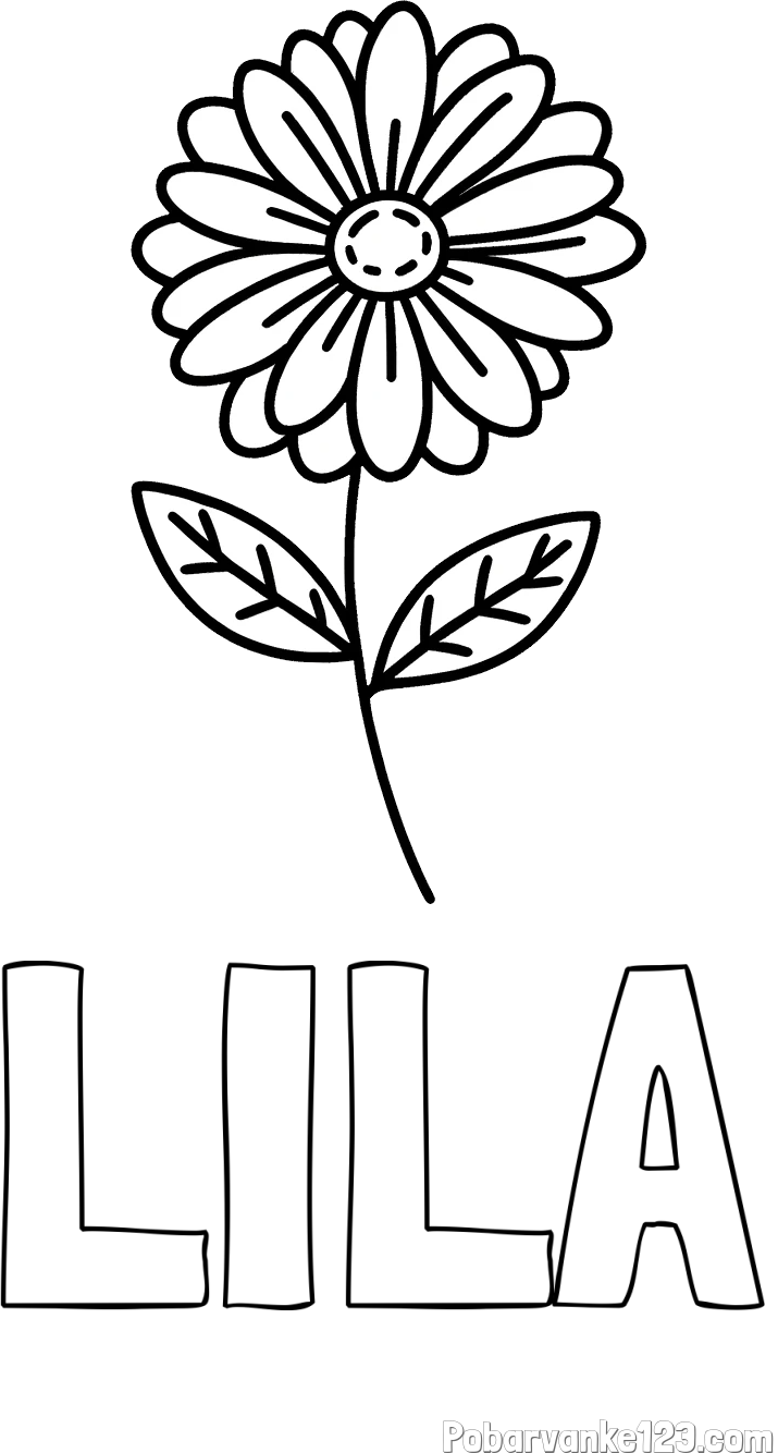 Pobarvanka imena LILA in pobarvanka rožice