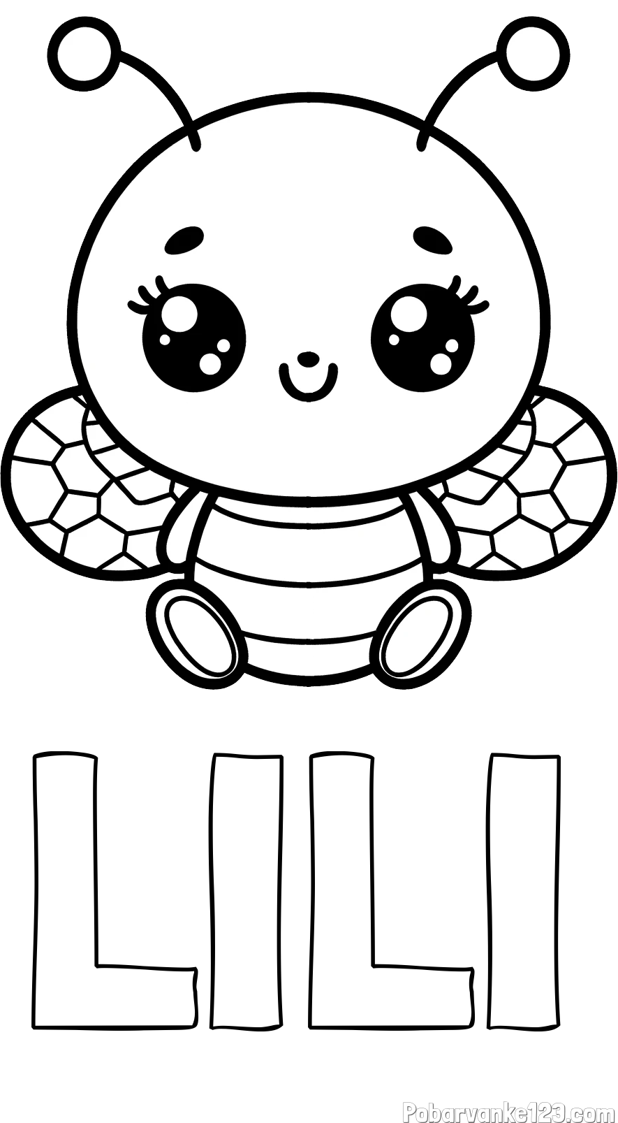 Pobarvanka imena LILI in otroška pobarvanka ljubke čebele